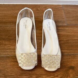 kate spade Women's White Embellished Flats